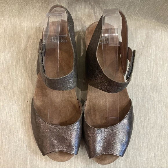 DANSKO Sz 40 Marcy Pewter Comfort Insole Velcro Closure Sling Back Sandals - Picture 4 of 10